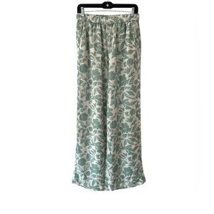 Carve Designs women’s Nico Linen Pants S green cream coastal beachy floral NWOT